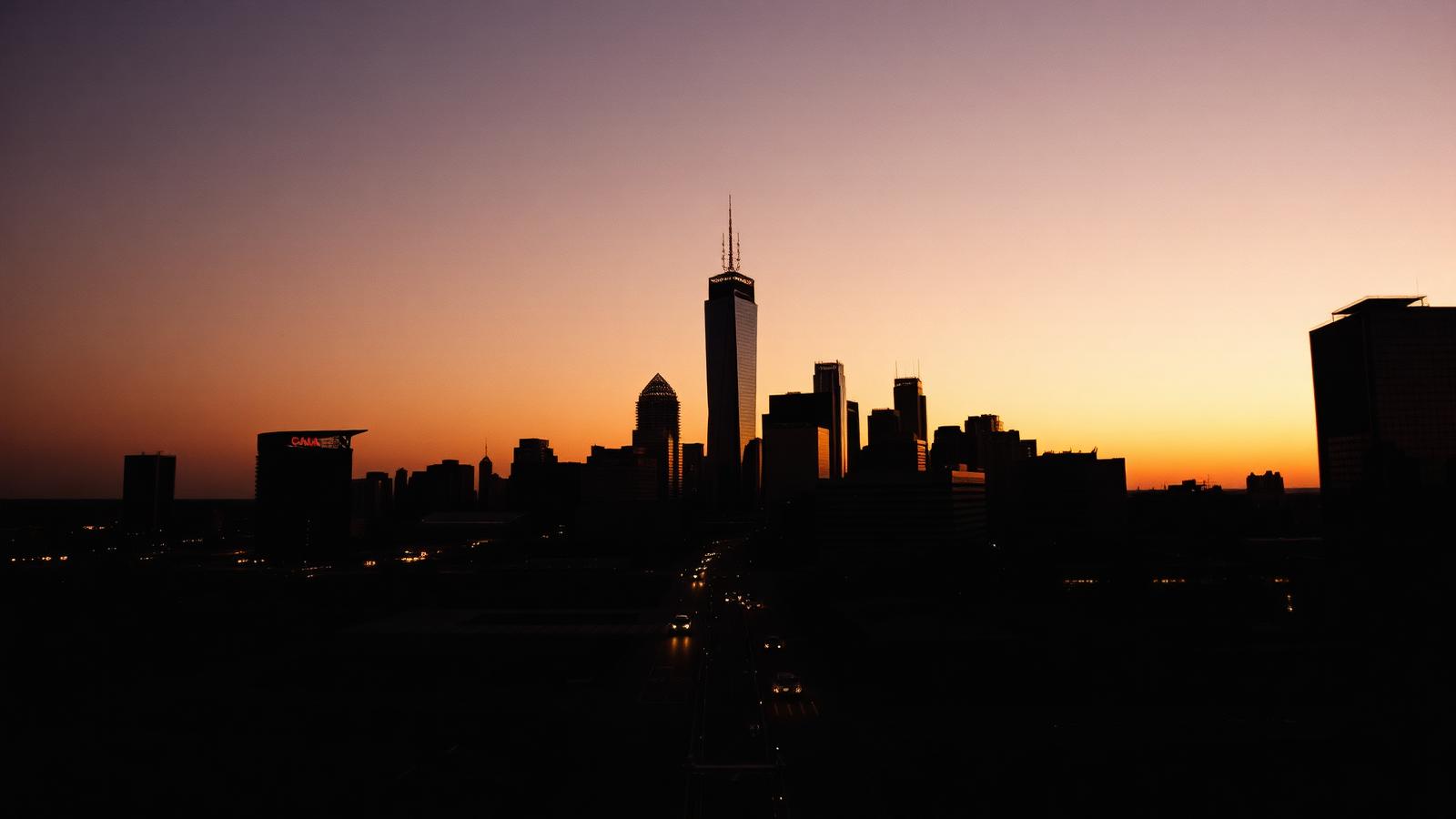Dallas Texas skyline at golden hour