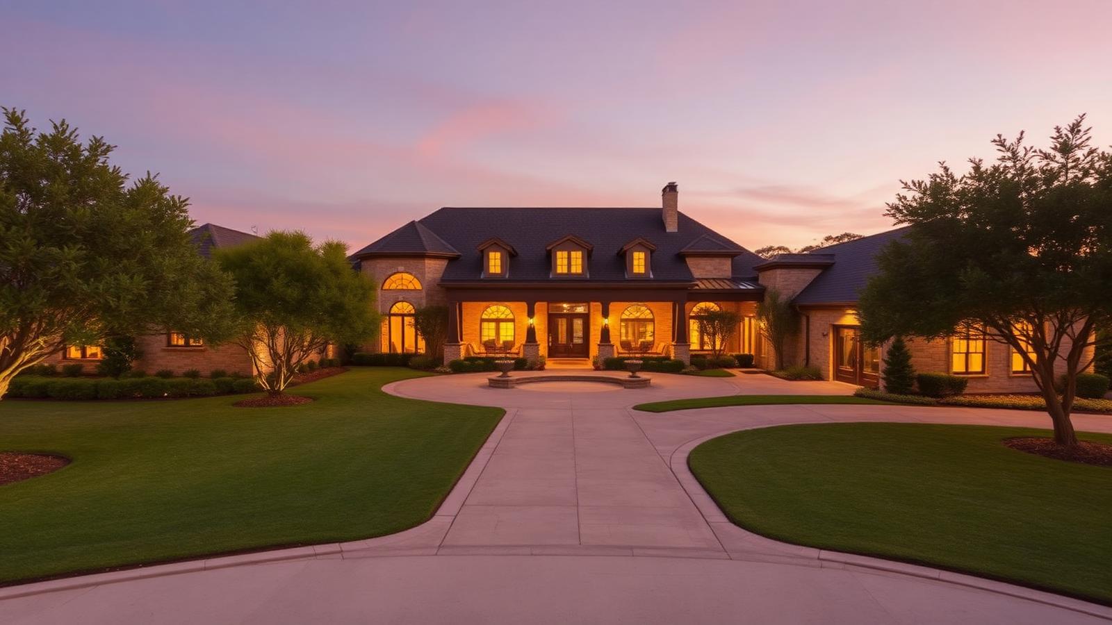 Westlake Texas estate home at dusk